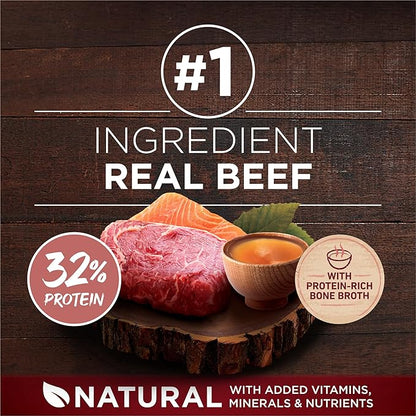 Purina ONE Natural High Protein Dry Dog Food Dry True Instinct with Real Beef and Salmon With Bone Broth and Added Vitamins, Minerals and Nutrients - 15 lb. Bag