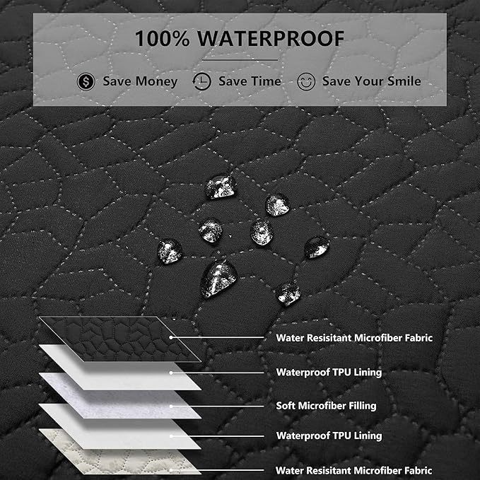 Waterproof Dog Blanket, Washable Anti-Slip Pet Couch Covers for Sofa,Pet Hair Resistant Blankets Bed Chair Furniture Couch Protector for Dogs-52x82,Black
