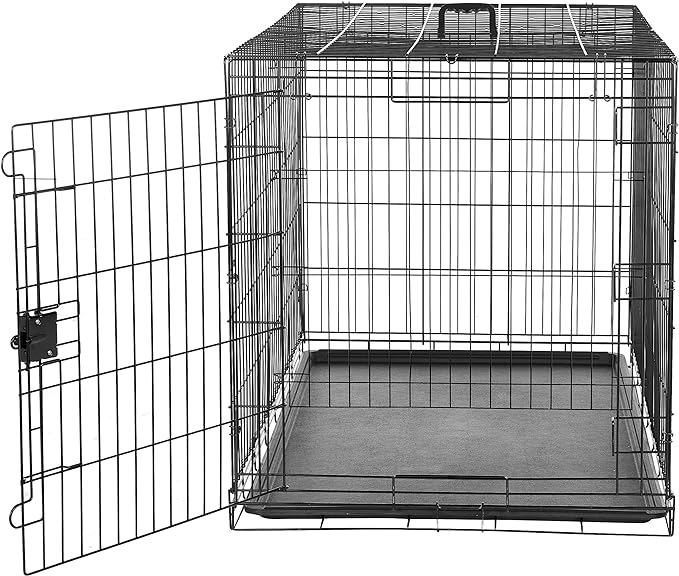 Amazon Basics Durable, Foldable Metal Wire Dog Crate with Tray, Single Door, 48 x 30 x 32.5 in, Black