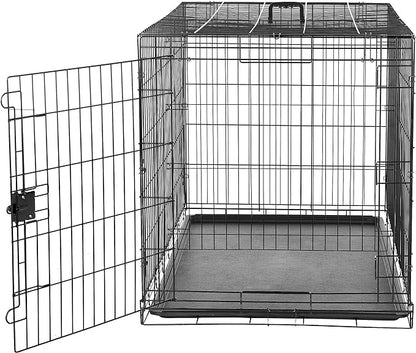 Amazon Basics Durable, Foldable Metal Wire Dog Crate with Tray, Single Door, 48 x 30 x 32.5 in, Black