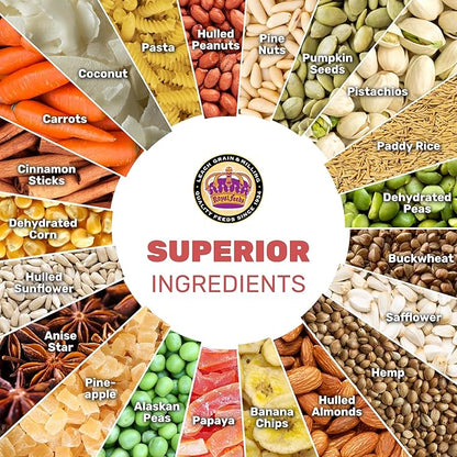 Large Hookbill Cuisine 4 Lbs, Premium Blend Bird Seed for Large Parrots, Cockatoos & Macaws, Parrot Bird Food with Mixed Fruits and Vegetables, Supports Brain, Growth, and Healthy Balanced Diet