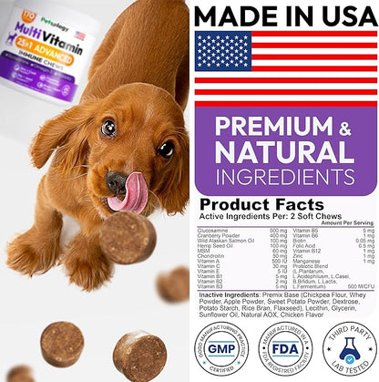 Dog Multivitamin Chewable - Dog Vitamins and Supplements with Glucosamine - 170 Chews - Hip & Joint, Pet Immune Support, Skin & Coat, Gut & Heart Health - Senior & Puppy Multivitamin Pet Supplement
