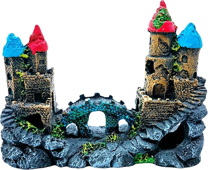 M2cbridge Antique Roman Column Ruins European Castle Aquarium Decorations Fish Tank Hideout Rocks (Medium Castle)