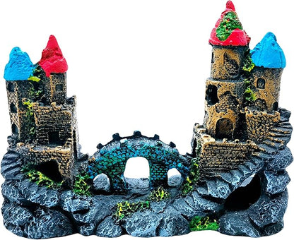 M2cbridge Antique Roman Column Ruins European Castle Aquarium Decorations Fish Tank Hideout Rocks (Medium Castle)