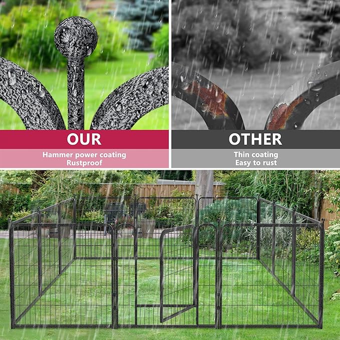 Dog Playpen 32 inch 2 Panels Indoor Dog Pen for Medium/Small Dogs Heavy Duty Metal Dog Fence Outdoor for Yard, Puppy Playpen with Door Portable Pet Fence for RV Camping Yard