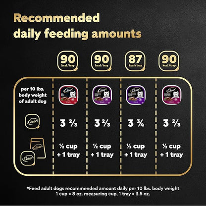 Cesar Wet Dog Food Classic Loaf in Sauce Beef Recipe, Filet Mignon, Grilled Chicken and Porterhouse Steak Variety Pack, 3.5 oz. Easy Peel Trays (24 Count, Pack of 1)