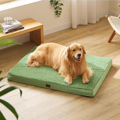 Bedsure XL Dog Bed for Large Dogs - Big Orthopedic Waterproof Dog Beds with Removable Washable Cover, Egg Foam Pet Bed Mat Green