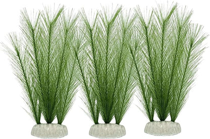 M2cbridge Fish Tank Artificial Silk Green Water Plants Aquarium Decor Soft Grass 3 Pack,8"