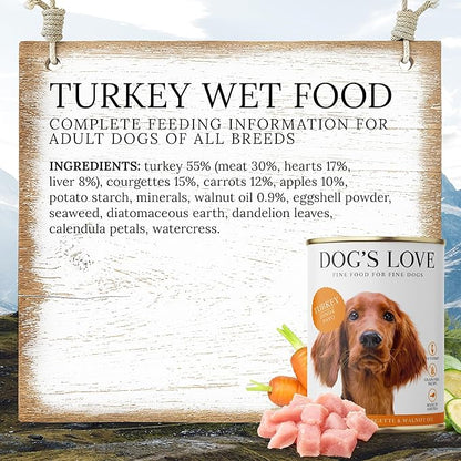 DOG'S LOVE Single Protein, Limited Ingredients, Ethically Sourced, Grain Free Wet Dog Food - Canned Soft Dog Food, Grain Free Dog Food for Your Dog - Premium Can Dog Food | 6 cans (14.1 Oz, Turkey)
