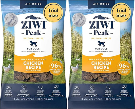 ZIWI Peak Air-Dried Dog Food  Chicken - All Natural, High Protein, Grain Free, Limited Ingredient w/Superfoods (3.5oz) (Pack of 2)