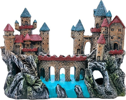 M2cbridge Antique Roman Column Ruins European Castle Aquarium Decorations Fish Tank Hideout Rocks (Large Castle)