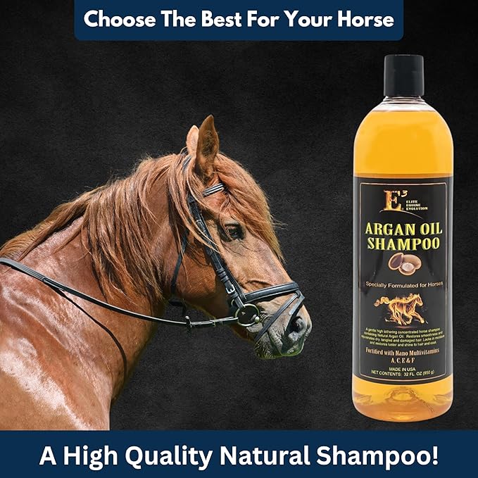 E3 Argan Oil Shampoo - Moisturizing Pet Shampoo, Hair Shampoo Argan Oil, Hair Shine, Shampoo De Caballo, Gentle Formula, Good for Dogs Too (32 fl oz)