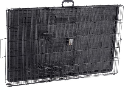 Dog Kennel - 42-Inch Dog Crate with Doors for Front and Side Access - Collapsible Dog Crate with Divider Wall Panel for Large Dogs by PETMAKER (Black)