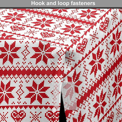 Ambesonne Christmas Dog Crate Cover, Scandinavian Tradition Fashion Nordic Borders Geometrical Pixel Retro Style, Easy to Use Pet Kennel Cover for Medium Large Dogs, 48 Inch, Orange White