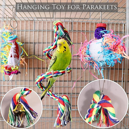 Parakeet Bird Shredding Toys, Cockatiel Loofah Foraging Toys Shredder Chewing Toy for Conures, Love Birds, Budgie, Small Parrots