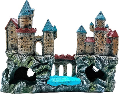 M2cbridge Antique Roman Column Ruins European Castle Aquarium Decorations Fish Tank Hideout Rocks (Large Castle)