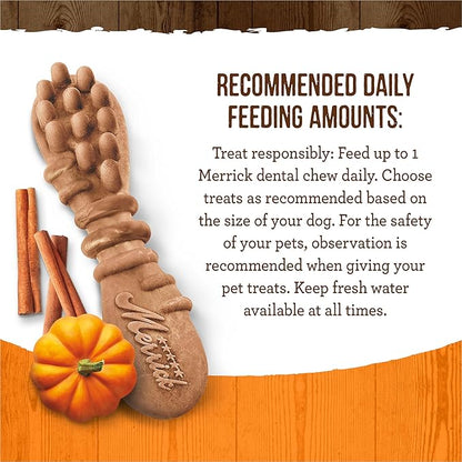 Merrick Fresh Kisses Natural Dental Chews, Treats Infused with Pumpkin and Cinnamon for Medium Dogs 25-50 Lbs - 1.9 lb. Box