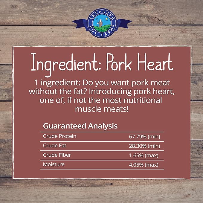Freeze Dried Dog and Cat Treats, Pork Heart, All Natural Single Ingredient Freeze-Dried Dog Treat & Dog Snacks, Made in USA, High Protein, Essential Nutrition of Raw Dog Food, 8oz