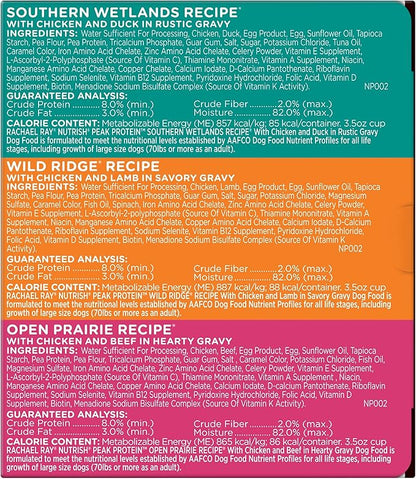 Nutrish Rachael Ray Peak Protein Adventure Pack Variety Wet Dog Food, High Protein, Grain Free, 9-3.5 oz. Cups, 2 Count