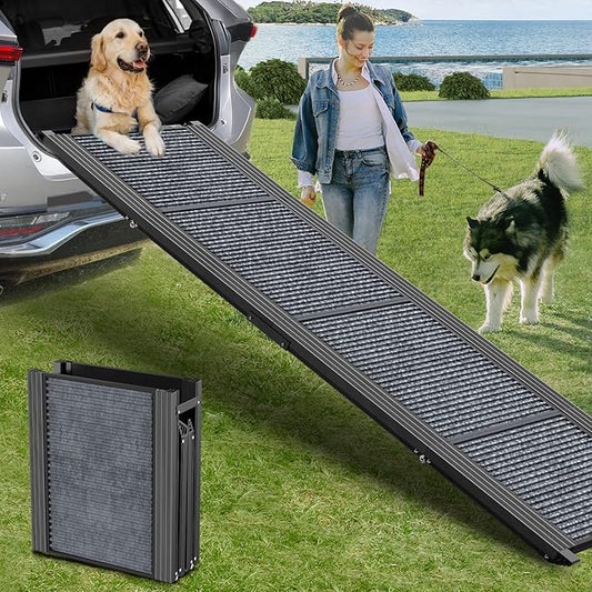 Dog Ramp for Car 71" Extra Long & 17.2" Wide Folding Pet Ramp Dog Ramps for Large Dogs with Non-Slip Rug Surface Portable Dog Car Ramp for SUV Car & Truck, Outdoor Dog Ramp Up to 270 LBS