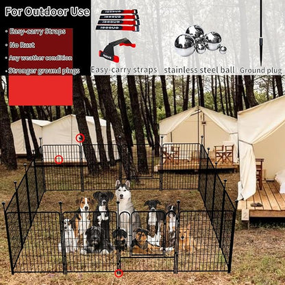 Dog Playpen Outdoor for Medium/Large Dogs 36'' High,4 Add-on Heavy Duty Dog Playpen Panels with Rustproof and Sturdy Stakes, 3ft Dog Fence for RV Camping