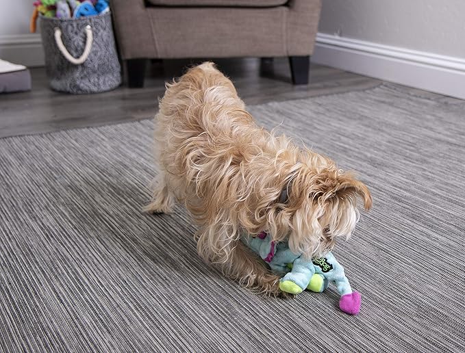 goDog Dinos Frills Squeaky Plush Dog Toy, Chew Guard Technology - Teal, Small