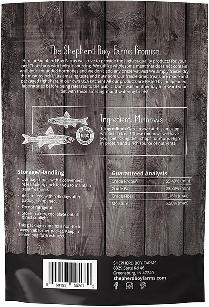 Freeze Dried Dog and Cat Treats, Minnows, All Natural Single Ingredient Freeze-Dried Dog Treat & Dog Snacks, Made in USA, High in Protein, Essential Nutrition of Raw Dog Food, 2oz