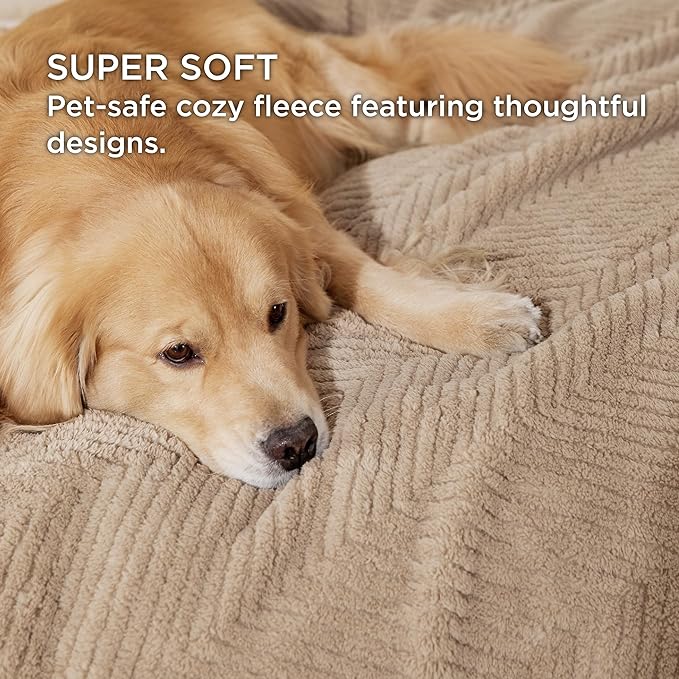 Bedsure Dog Blanket for Large Dogs Washable - Fluffy Fuzzy Puppy Cat Blanket for Couch with Premium 300GSM Coral Fleece Soft for Pet Kitten Doggy, Brown, 50x60IN