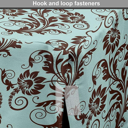 Ambesonne Art Nouveau Dog Crate Cover, Vintage Swirls Vibrant Foliage Damask Style Classic Renaissance, Easy to Use Pet Kennel Cover for Cats & Medium Dogs, 24 Inch, Seal Brown and Pale Blue