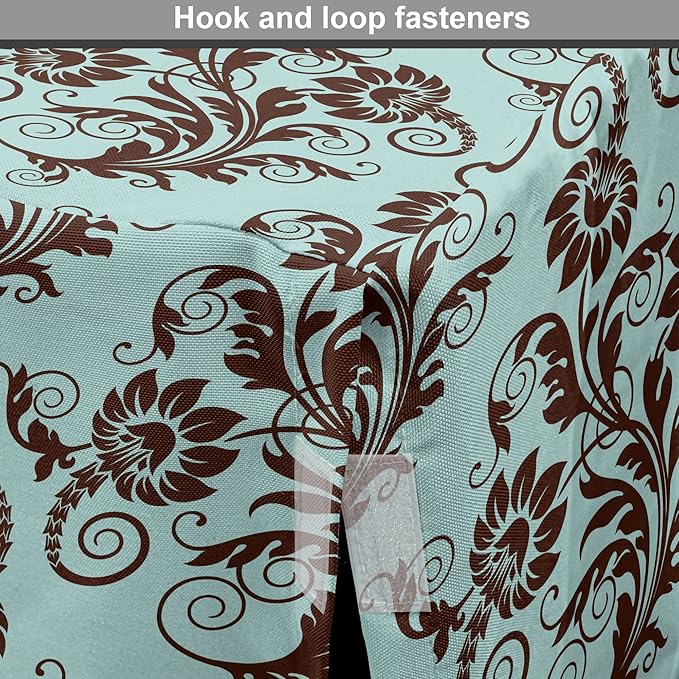 Ambesonne Art Nouveau Dog Crate Cover, Vintage Swirls Vibrant Foliage Damask Style Classic Renaissance, Easy to Use Pet Kennel Cover for Medium Large Dogs, 42 Inch, Seal Brown and Pale Blue