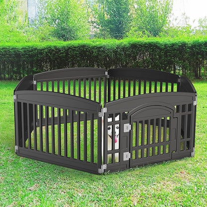Dog Playpen 6-Panel 24" | Safe & Secure Indoor/Outdoor Pet Fence | Folding & Portable | 35 x 35 x 24IN, Ideal for Small to Medium Dogs | Easy to Clean ï¼_lackï¼