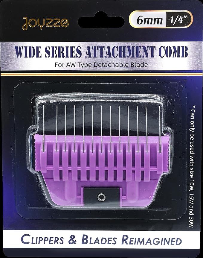 A Series Wide 6mm 1/4" Metal Comb, Dog Grooming Blades for Smooth Coat, Professional, Durable, Precise, Compatible with A Series Clippers