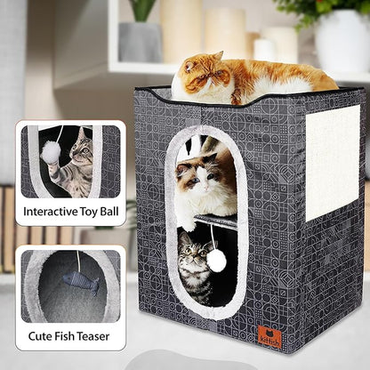 Cat Cave Bed  Cozy Cat House & Hideaway, Kitten Bed, Cat Cube, Large Cat Bed, Indoor Cat Houses & Condos