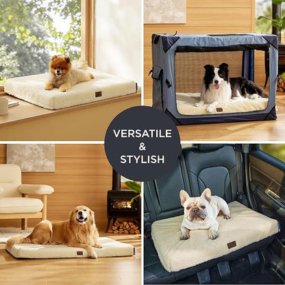 Bedsure Medium Dog Bed for Medium Dogs  Self Warming Orthopedic Dog Beds with Removable Washable Cover, Egg Crate Foam Pet Bed Mat, Ashen Cream