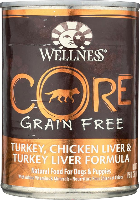 Wellness Core Grain Free Dog Food: Turkey, Chicken Liver, & Turkey Liver Formula, 12.5 oz