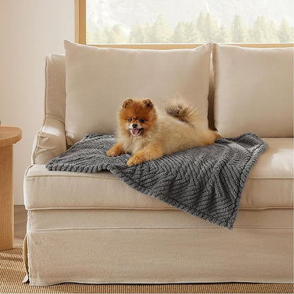 Bedsure Dog Blanket for Small Dogs Washable - Fluffy Fuzzy Puppy Cat Blanket with Premium 300GSM Coral Fleece Soft for Pet Kitten Doggy, Grey, 25x35IN