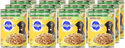 Pedigree Chopped Ground Dinner Weight Management Chicken And Rice Wet Dog Food 13.2 Oz. (12 Count)