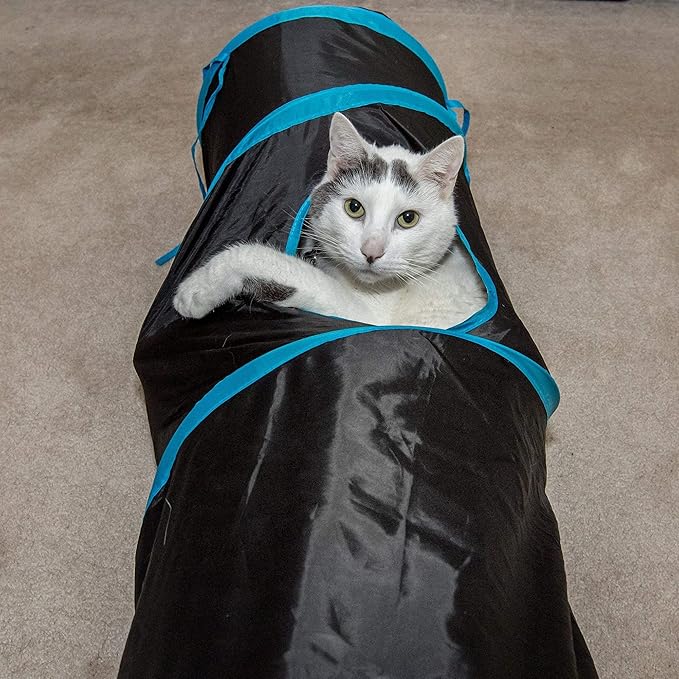 PetLike Cat Tunnel for Indoor Cats Collapsible Pop-up Pet Tube Peek Hole Hideaway Play Toys for Cats with Ball