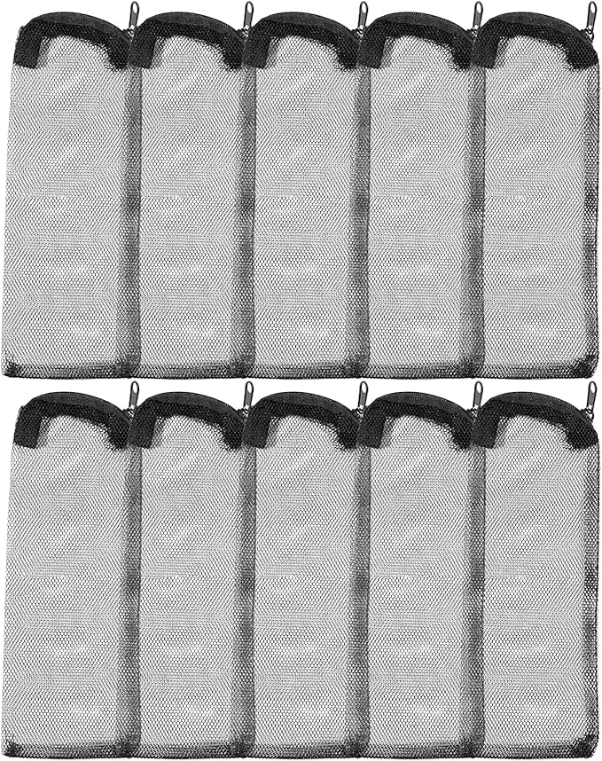 AQUANEAT 10pcs Aquarium Filter Media Bags, Fish Tank Coarse Mesh Bags with Plastic Zipper for Activated Carbon(3" x 8")