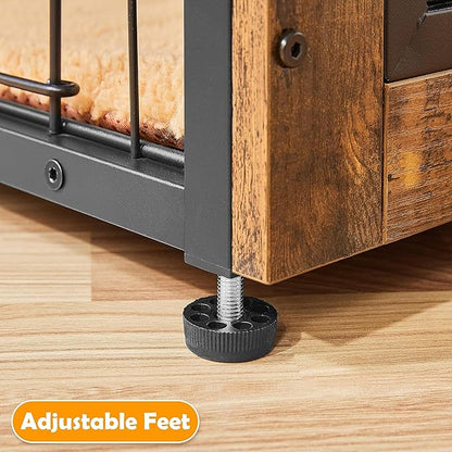 Yaheetech 40'' Dog Crate Furniture with Cushion Wooden Dog Crate with Double Doors/Adjustable Feet Side End Table for Small/Medium Dogs