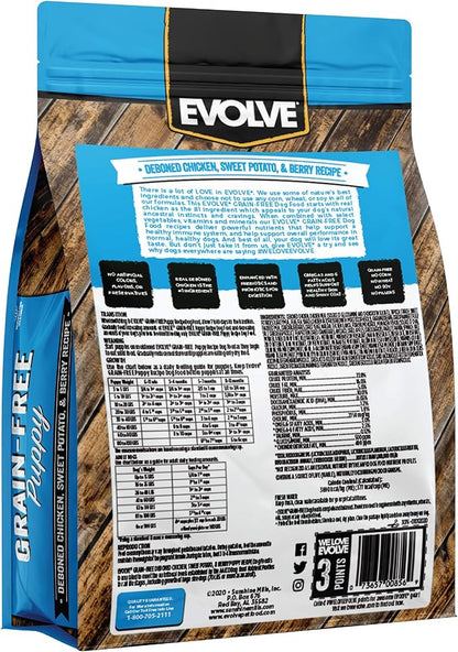 Evolve Grain Free Puppy Dog Food with Deboned Chicken, Sweet Potato & Berry, 4lb