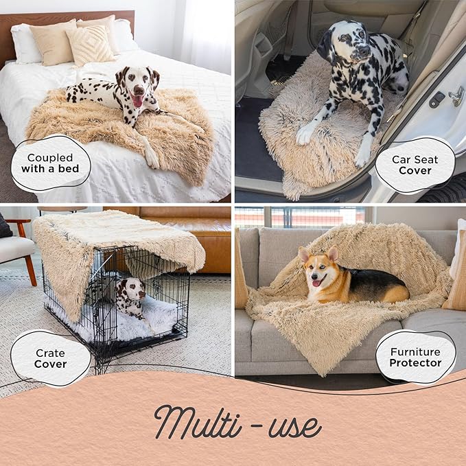 Best Friends by Sheri Calming Shag Dog Blanket, Taupe, 30" x 40"