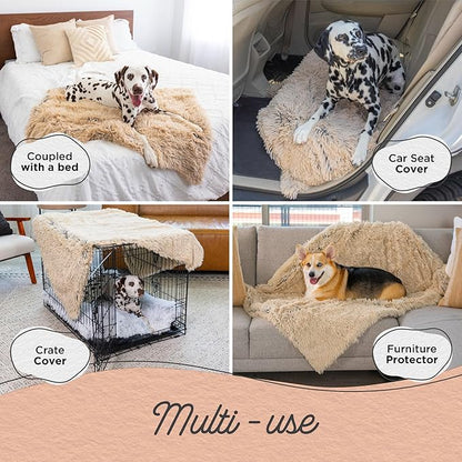 Best Friends by Sheri Calming Shag Dog Blanket, Taupe, 30" x 40"