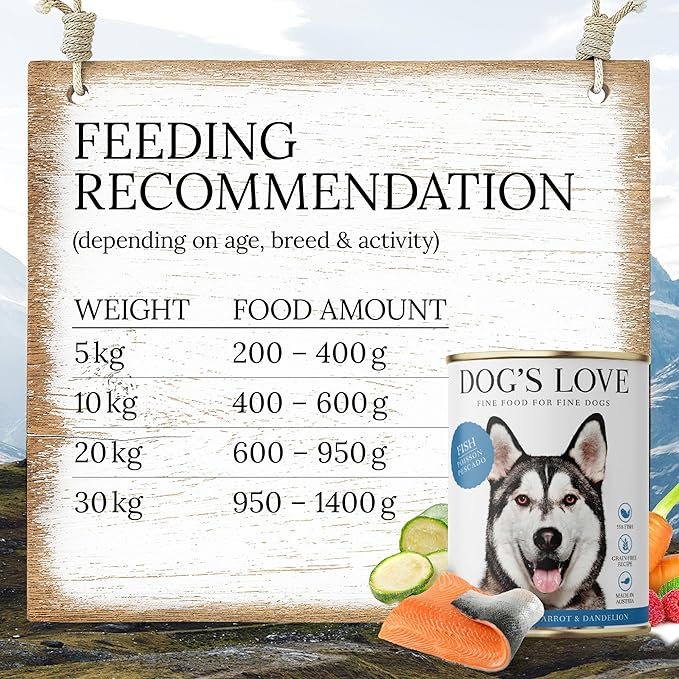 DOG'S LOVE Single Protein, Limited Ingredients, Ethically Sourced, Grain Free Wet Dog Food - Canned Soft Dog Food - Premium Can Dog Food | 6 cans-(14.1 Oz, Fish)