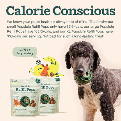 WOOF Pupsicle Refill Pops, Delicious Long Lasting Dog Treats, Pre-Made Pupsicle Refills for Dogs, Wholesome Ingredients, Low-Mess Chicken Pet Treats - XL Pops - 5 Count