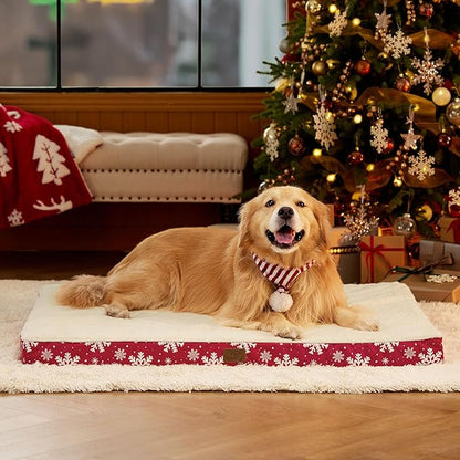 Bedsure XL Dog Bed for Large Dogs - Christmas Dog Bed, Orthopedic Waterproof Dog Beds with Removable Washable Cover