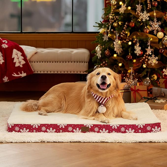 Bedsure XL Dog Bed for Large Dogs - Christmas Dog Bed, Orthopedic Waterproof Dog Beds with Removable Washable Cover