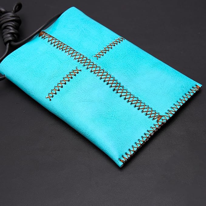 Dog Grooming Scissors Storage Bag: Hand-stitched, Show-quality Head Layer Calf Leather, Holds 5 Pairs of Dog Grooming Scissors Blue