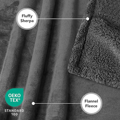 PetAmi Waterproof Dog Blanket for Medium Large Dog Puppy Cat Throw for Couch Cover Leakproof Protection, Sherpa Fleece, Reversible Soft Washable 60x40 Gray Gray