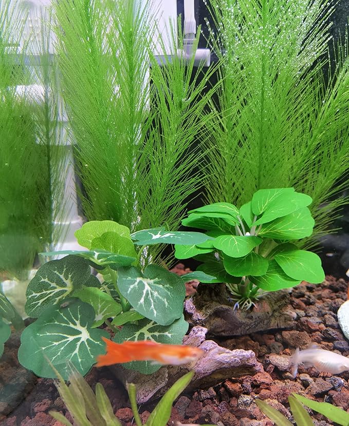 M2cbridge Fish Tank Artificial Silk Green Water Plants Aquarium Decor Soft Grass 3 Pack,12"